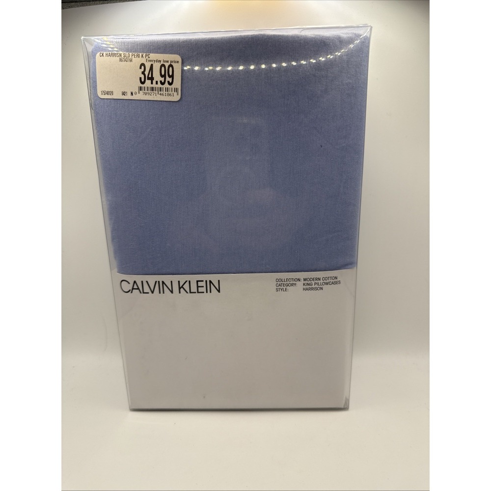 Calvin Klein Modern Cotton Harrison Periwinkle Set of 2 King Pillowcases New @